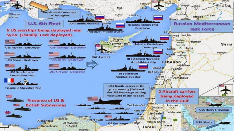 Iranpress: Infographic: Military assets in Eastern Mediterranean