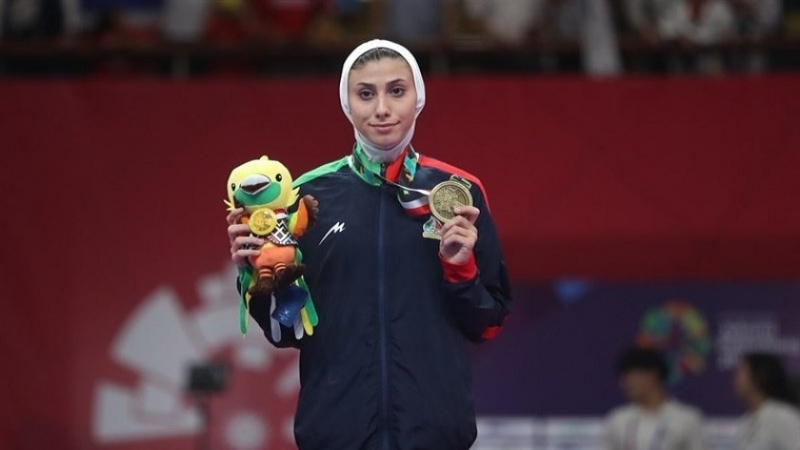 Iranpress: Asian Games 2018: Nahid Kiani wins Bronze medal for Iran at Taekwondo