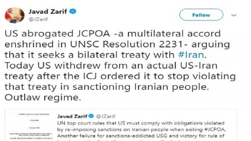 Iranpress: Iranian FM calls US govt. ‘outlaw regime’