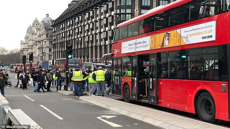 Iranpress: Yellow vest protesters block Westminster Bridge in central London