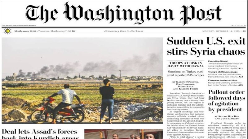 Iranpress: Newspapers: Sudden U.S. exit stirs Syria chaos