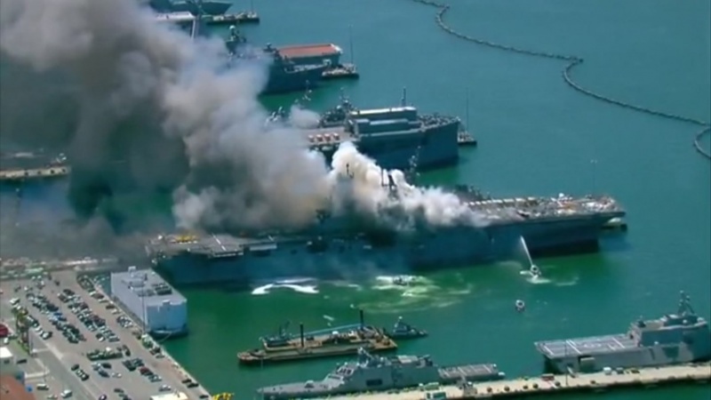 Iranpress: San Diego naval ship explosion injures 18 US sailors