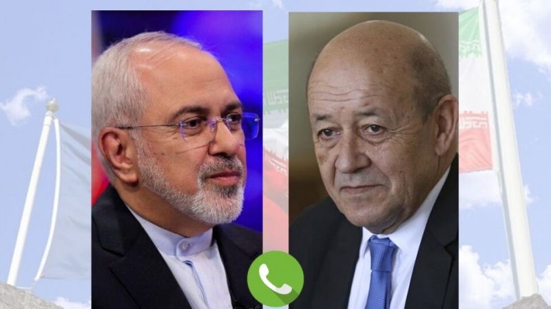 Iranpress: Zarif, Le Drian confer on bilateral ties over phone