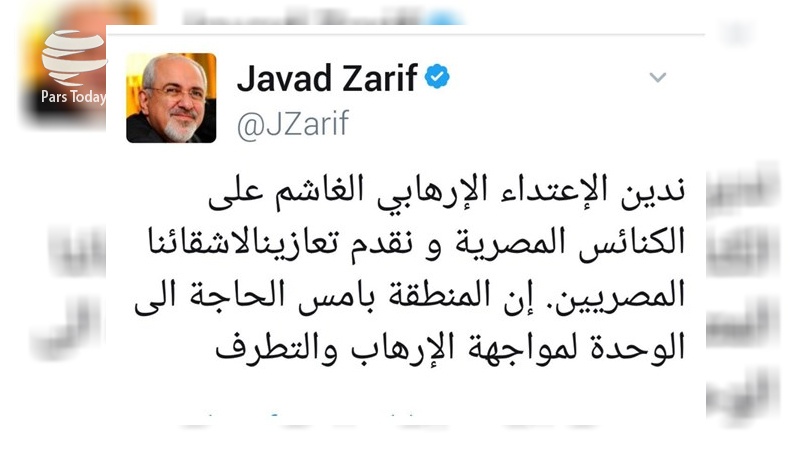 Iranpress: توئیت عربی ظریف: با برادران مصری همدردی می‌کنیم