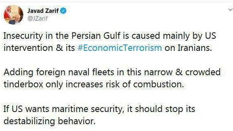 Iranpress: ظریف: علت اصلی ناامنی در خلیج فارس، مداخله و تروریسم اقتصادی آمریکا است