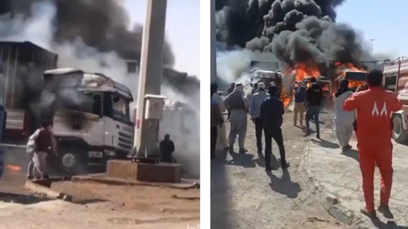 Iranpress: چهار کامیون ترانزیتی افغانستانی در گمرک دوغارون آتش گرفت