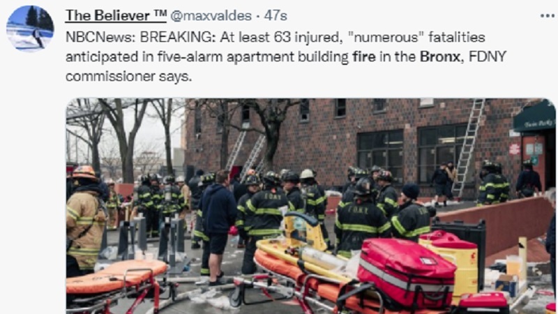 Iranpress: جان باختن ۱۹ نفر در آتش‌سوزی گسترده نیویورک
