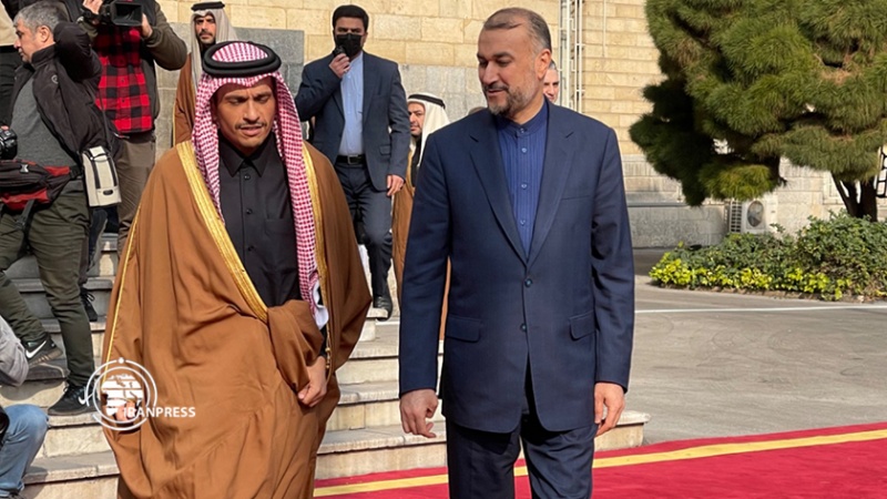 Iranpress: تصاویر استقبال اميرعبداللهيان از وزیر امورخارجه قطر 